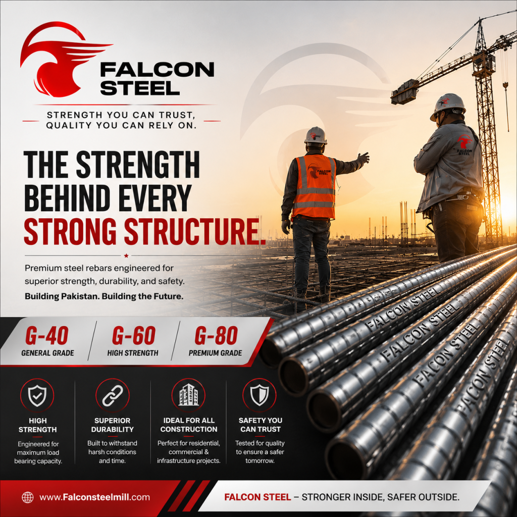 Falcon Steel Mill logo and brand identity